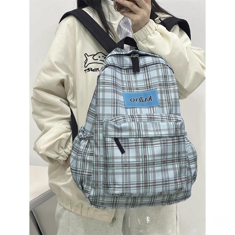 Stylish Plaid Patterned Laptop Backpack Bowlift