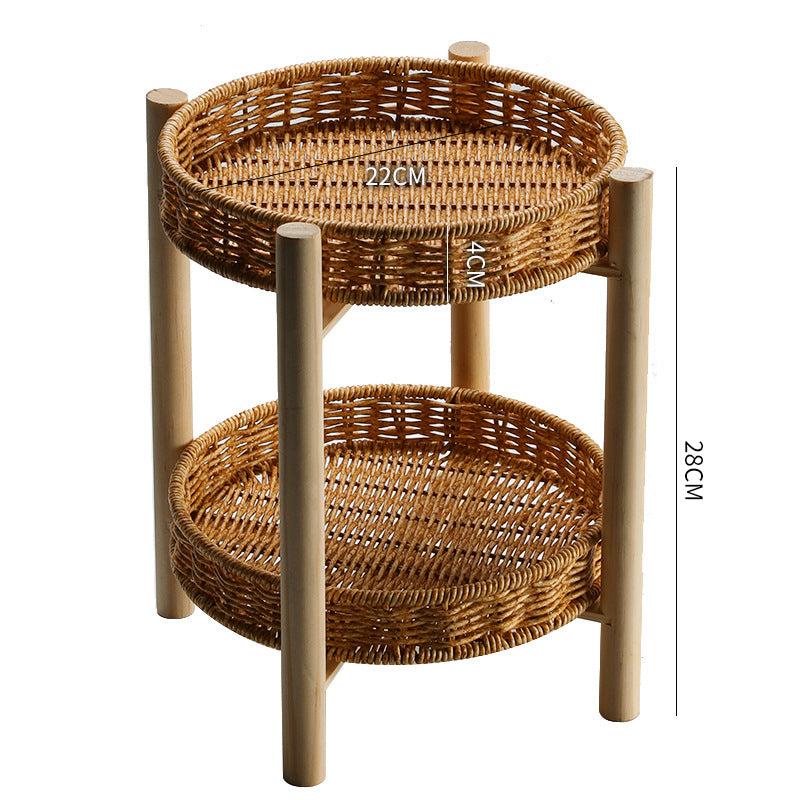 Handwoven Decorative Tabletop Basket with Wooden Legs Bowlift