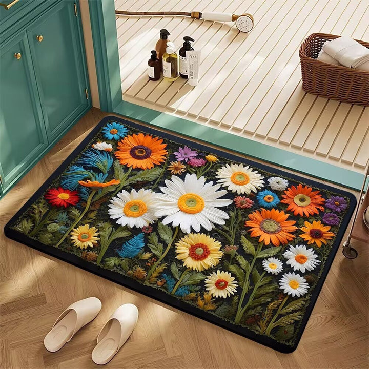 Floral Patterned Bath Mat Bowlift
