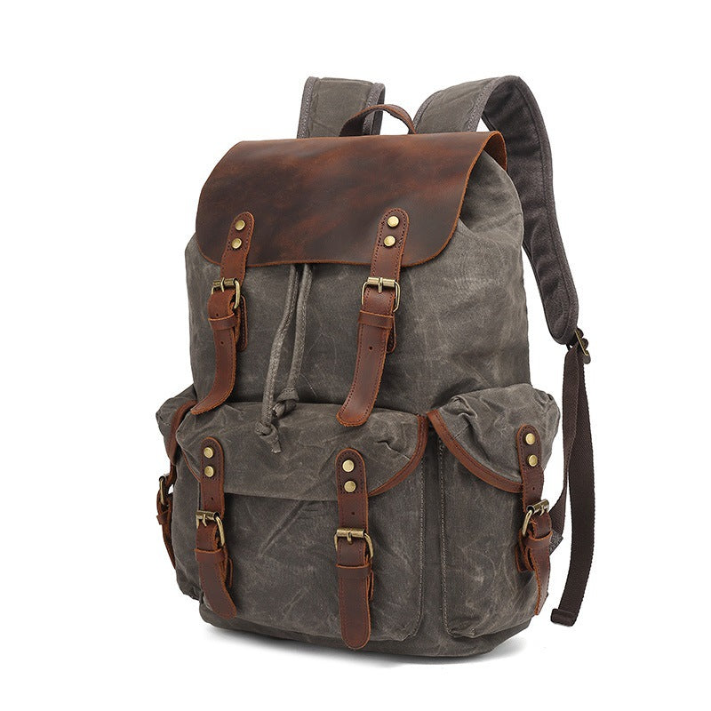 Rustic hiking backpack with multiple outer pockets Bowlift