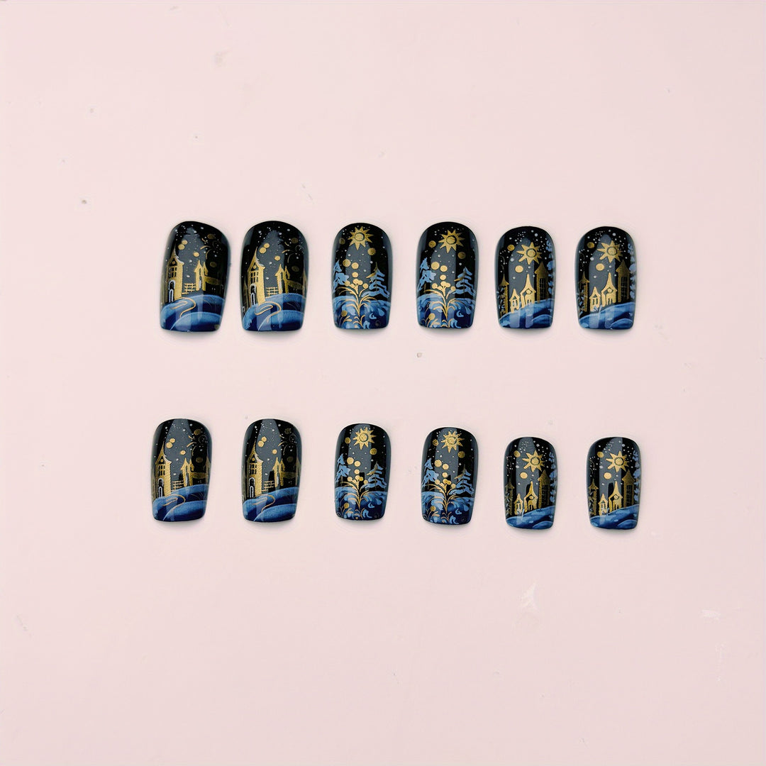 Festive Winter Scene Nail Art Bowlift