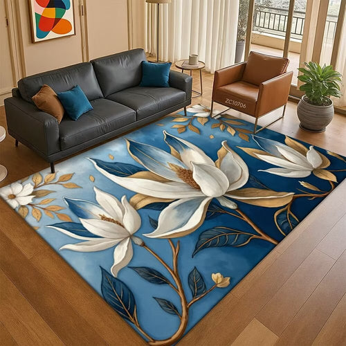 Leaf-Patterned Area Rug Bowlift
