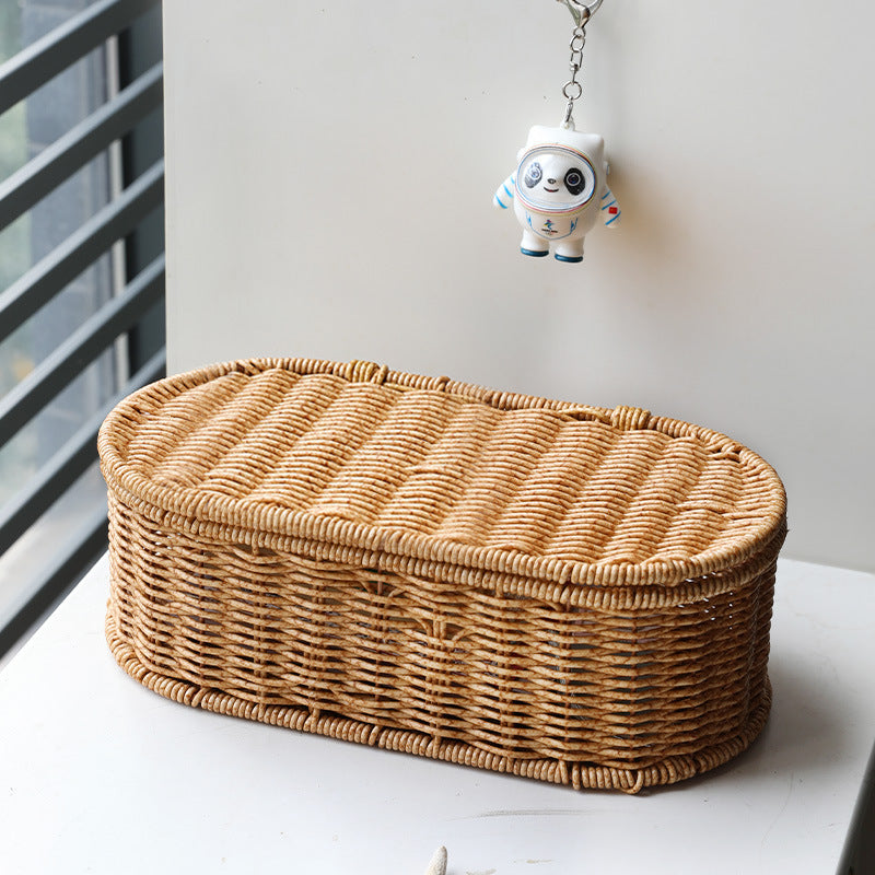 Oval Handmade Wicker Storage Basket Bowlift