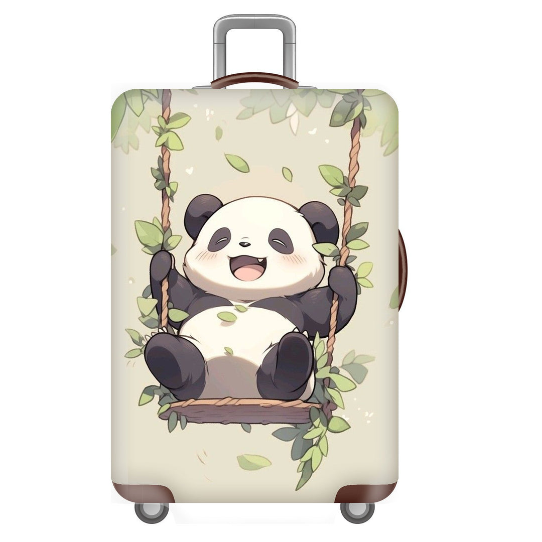 Unisex non-elastic suitcase cover for hard shell trolley with cute panda design, stretch protective cover with handle and wheel openings Bowlift