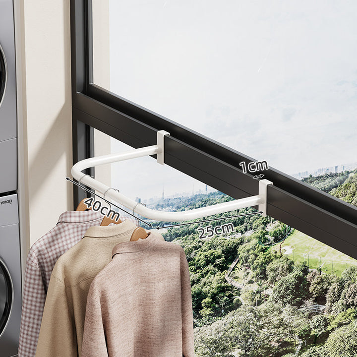 Over-Window Folding Clothes Drying Rack with Slim Clamp and Curved Extendable Arm