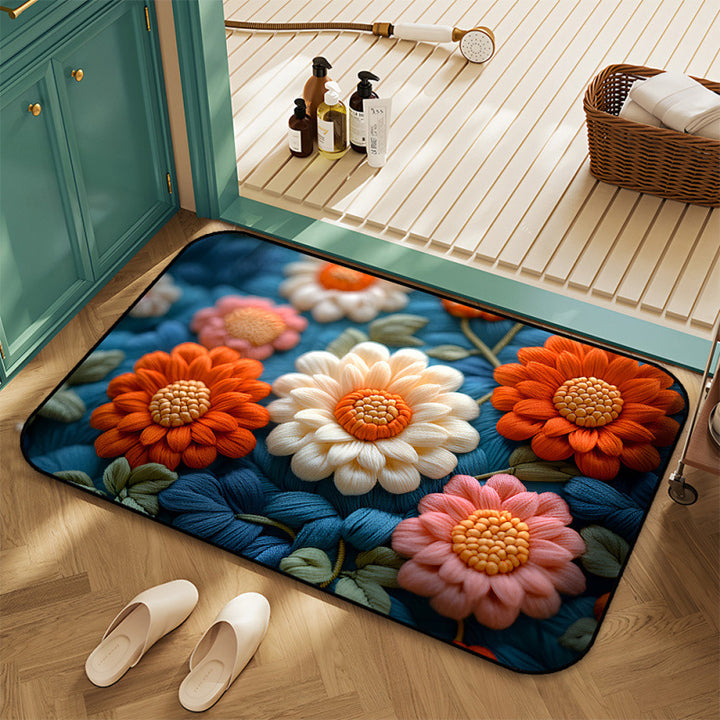 Floral Embroidered Area Rug Bowlift