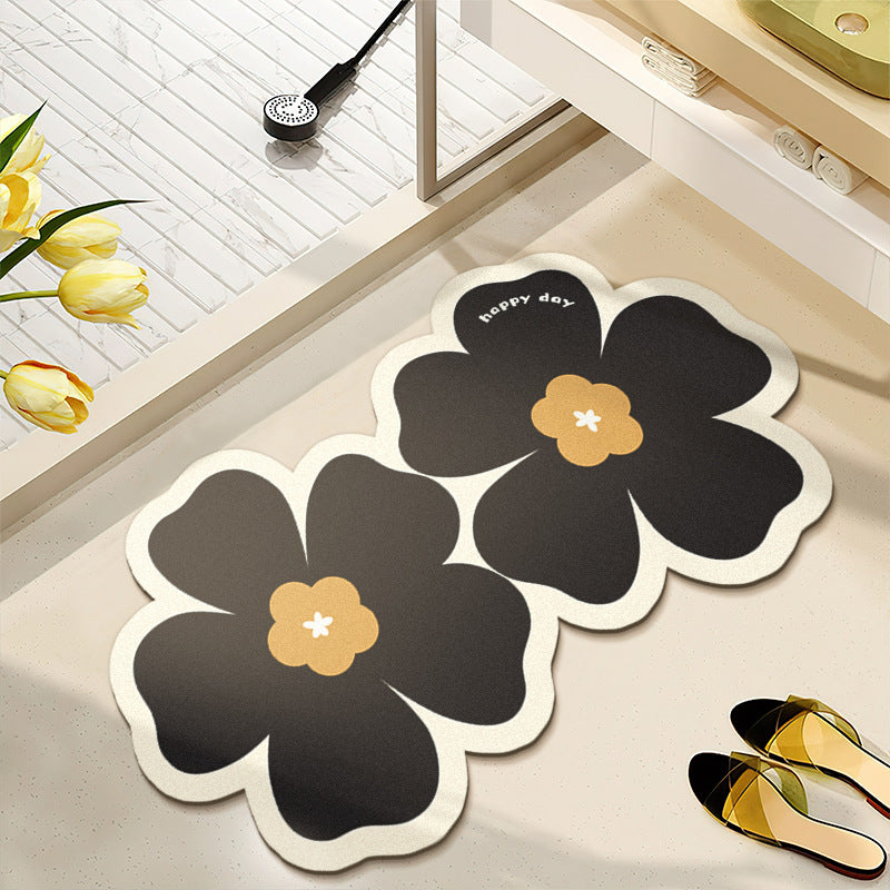 Floral Pattern Water-Absorbent Bath Mat