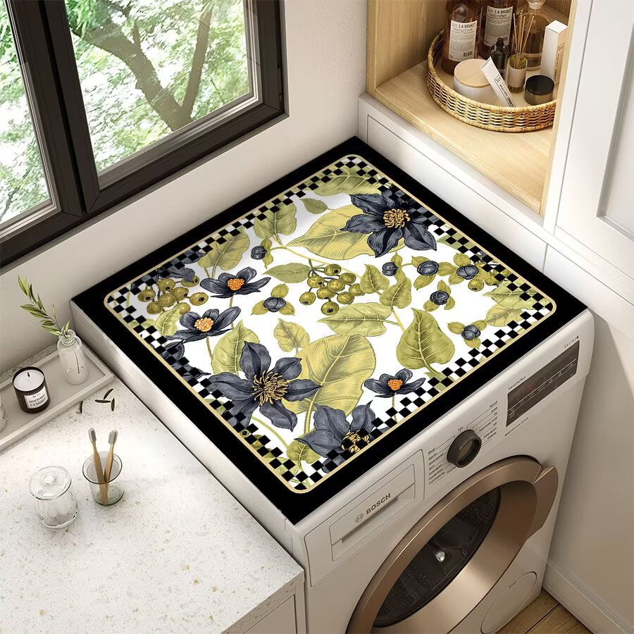 Floral Patterned Laundry Room Top Cover Bowlift