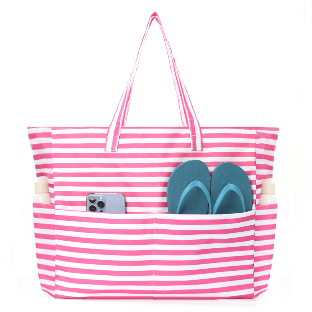 Spacious and Stylish Shopping Bag with Striped Pattern Bowlift