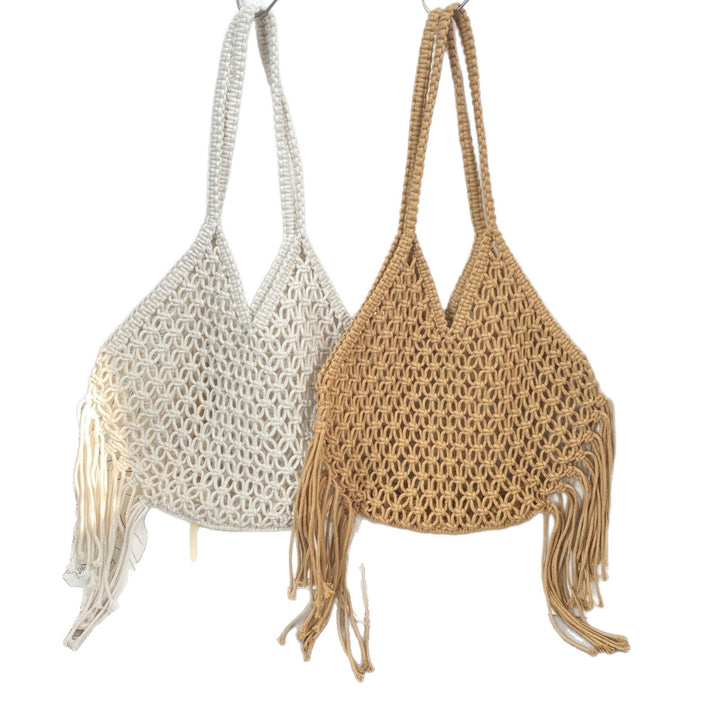 Macrame shoulder bag with fringes Bowlift