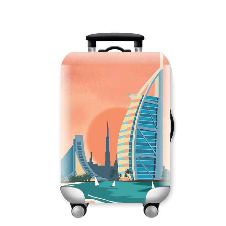 Women Hard Shell Suitcase with Urban Skyline Motif Bowlift