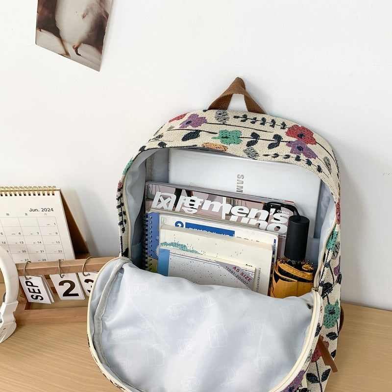 Floral Patterned Canvas Backpack Bowlift