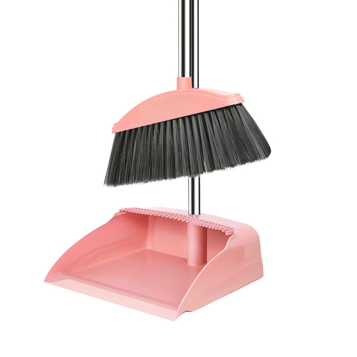 Adjustable Ergonomic Broom And Dustpan Cleaning Set With Detachable Squeegee And Stainless Steel Handle