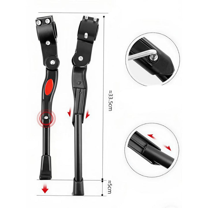 rear-mount telescopic bicycle kickstand with reinforced hinge Bowlift