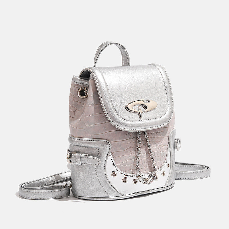 Fashionable Crocodile-Embossed Mini Backpack Bowlift