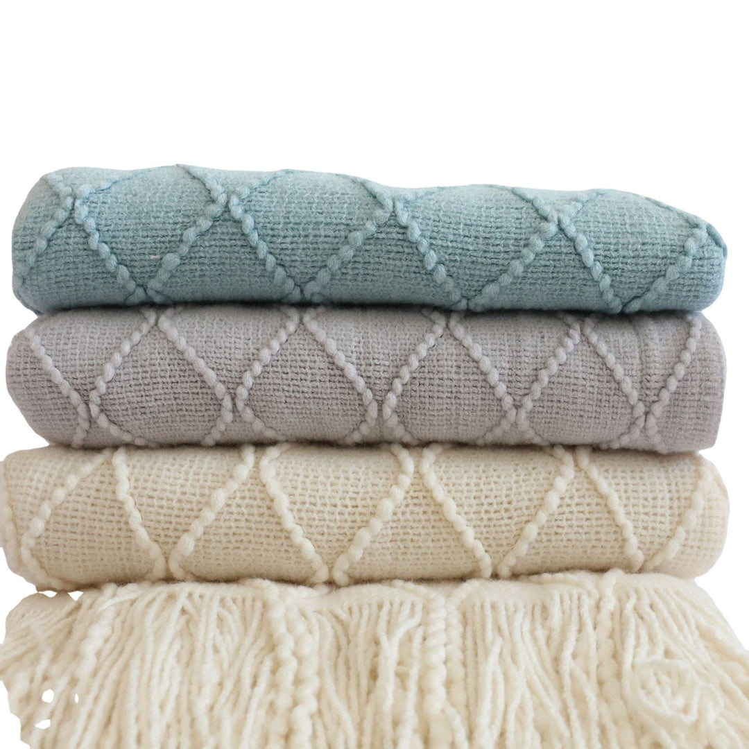 Luxury Textured Knit Throw Blanket Bowlift