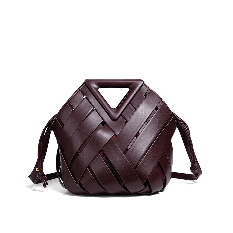 Handcrafted Woven Leather Shoulder Bag Bowlift