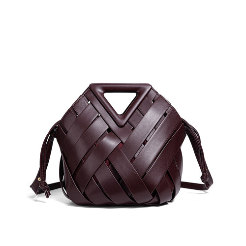 Handcrafted Woven Leather Shoulder Bag Bowlift