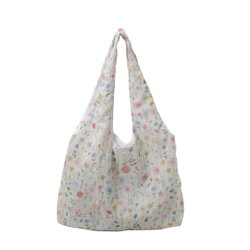 Practical Flower Print Tote Bag Bowlift