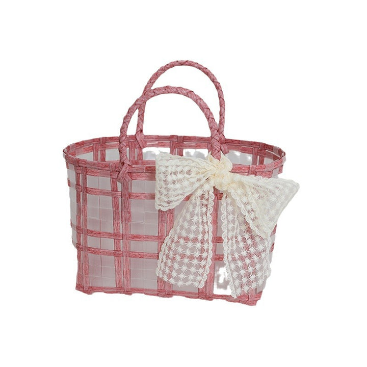 Handcrafted basket bag with elegant bow applique Bowlift
