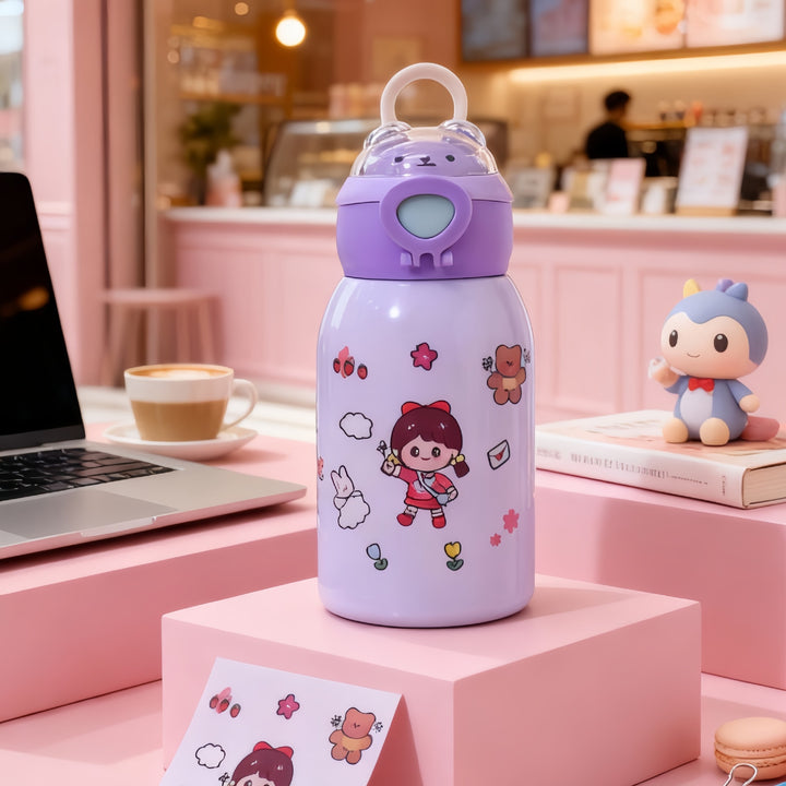 Women's insulated drinking bottle with planet-shaped stickers Bowlift