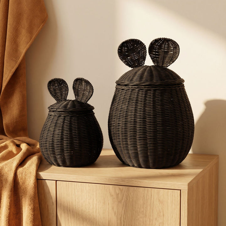 Decorative Woven Storage Basket with Lid Bowlift