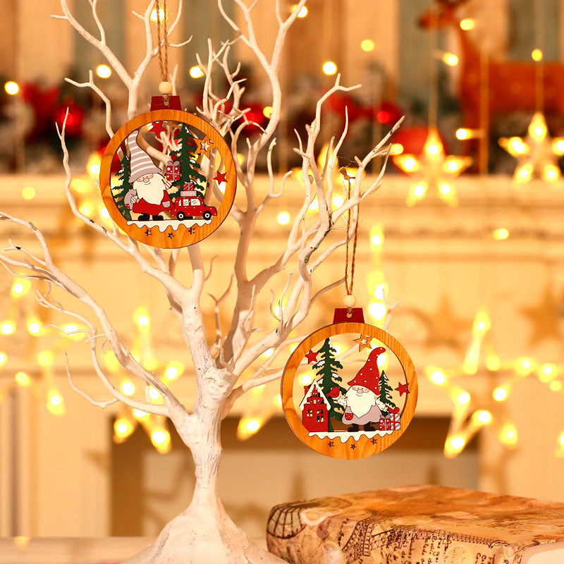 Decorative Wooden Santa Scene Ornament Bowlift
