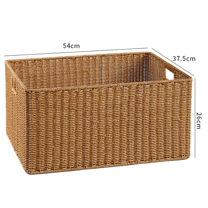 Handwoven Storage Basket with Cutout Handles Bowlift