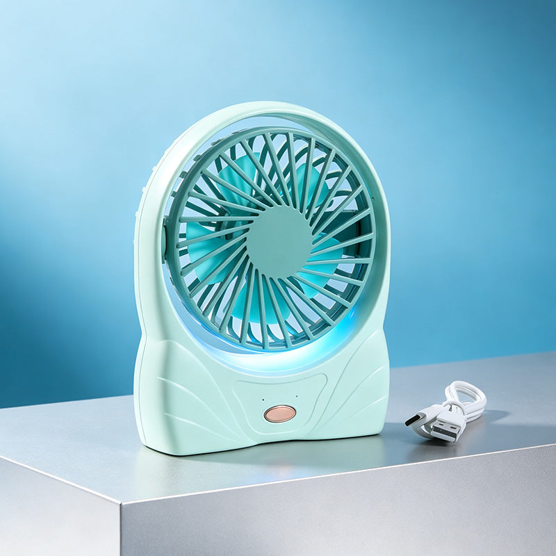 Portable USB Table Fan with LED Lighting and Flexible Tilt Angle Bowlift