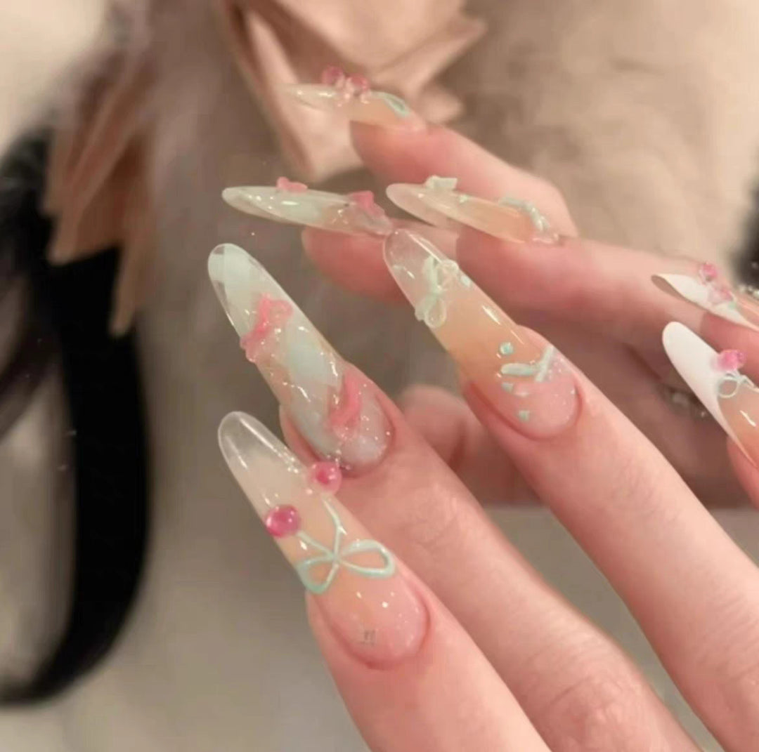 Natural Ombre Acrylic Nail Set Bowlift