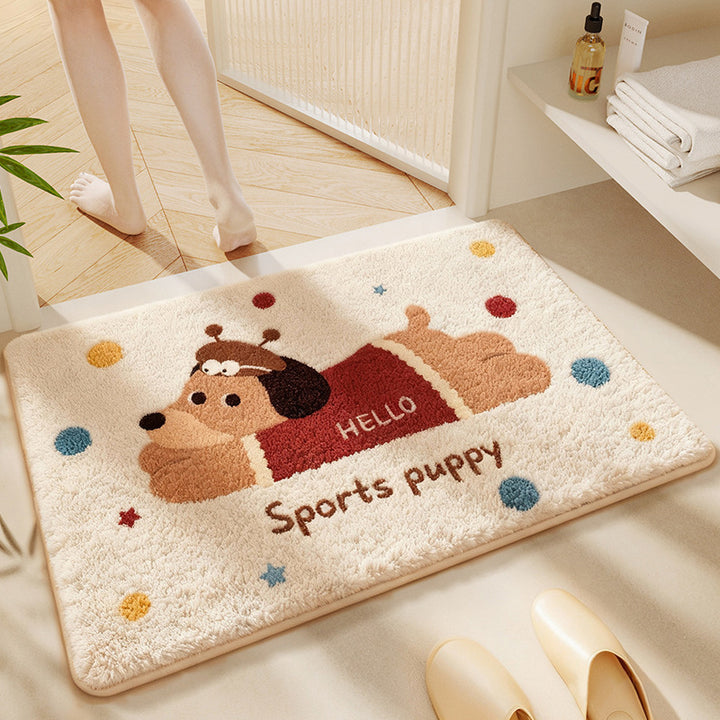 Cartoon Dog-themed Bath Rug Bowlift