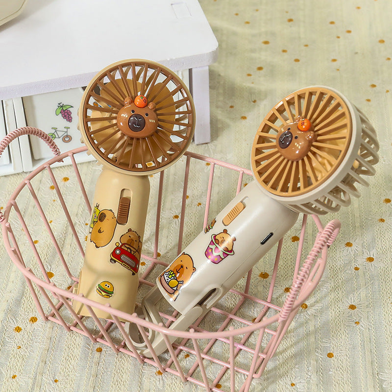 Portable hand fan with cute bear design and LED lighting Bowlift