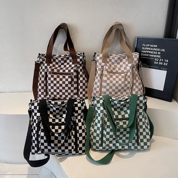 Versatile Checkered Tote Bag Bowlift