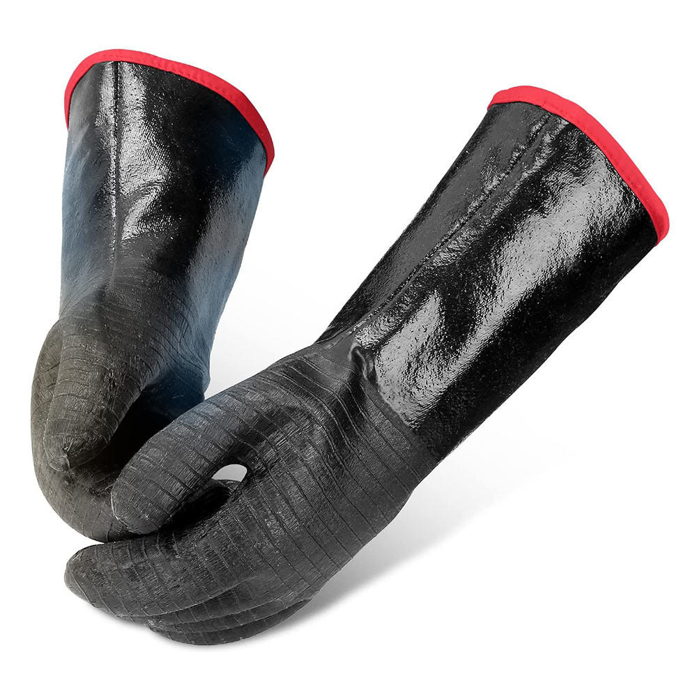 High Heat Resistant BBQ Gloves with Non Slip Silicone Grip and Extended Cuff for Grilling and Oven Use Bowlift