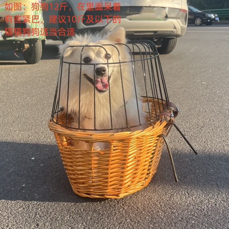 woven rattan bicycle front basket with quick-release mounting system Bowlift