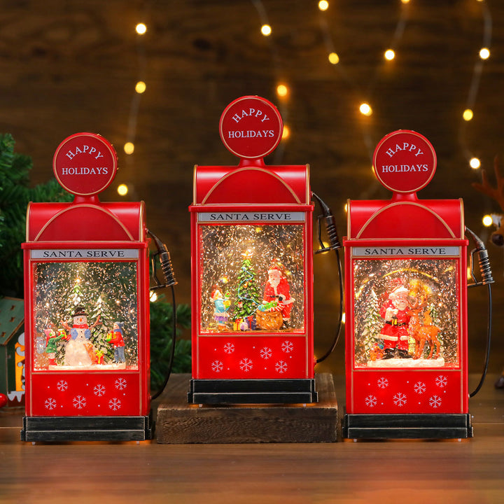 Decorative Illuminated Santa Scene Lantern Bowlift