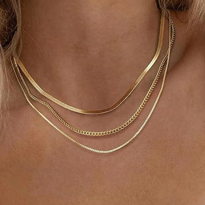 Layered Gold Chain Necklace Bowlift