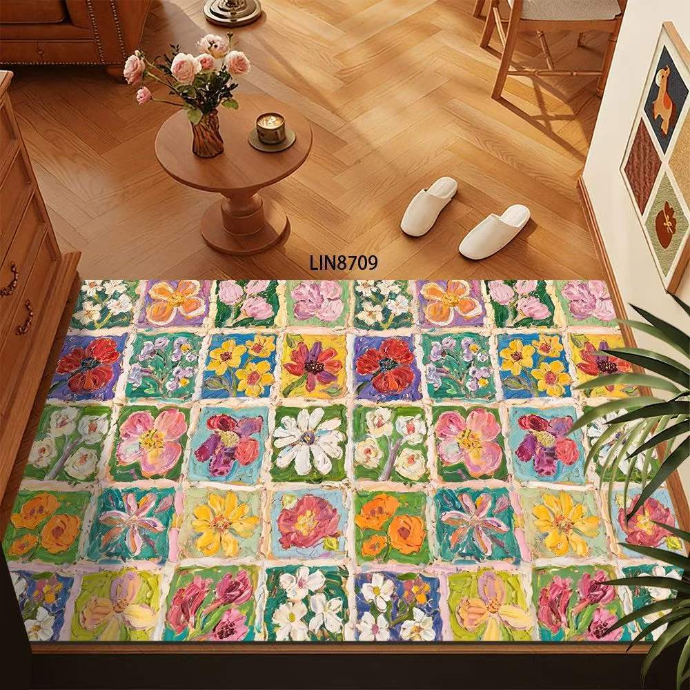 Floral Pattern Decorative Floor Mat Bowlift