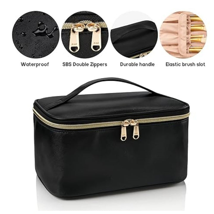 Cosmetic Organizer Bag with Structured Design and Versatile Compartments Bowlift
