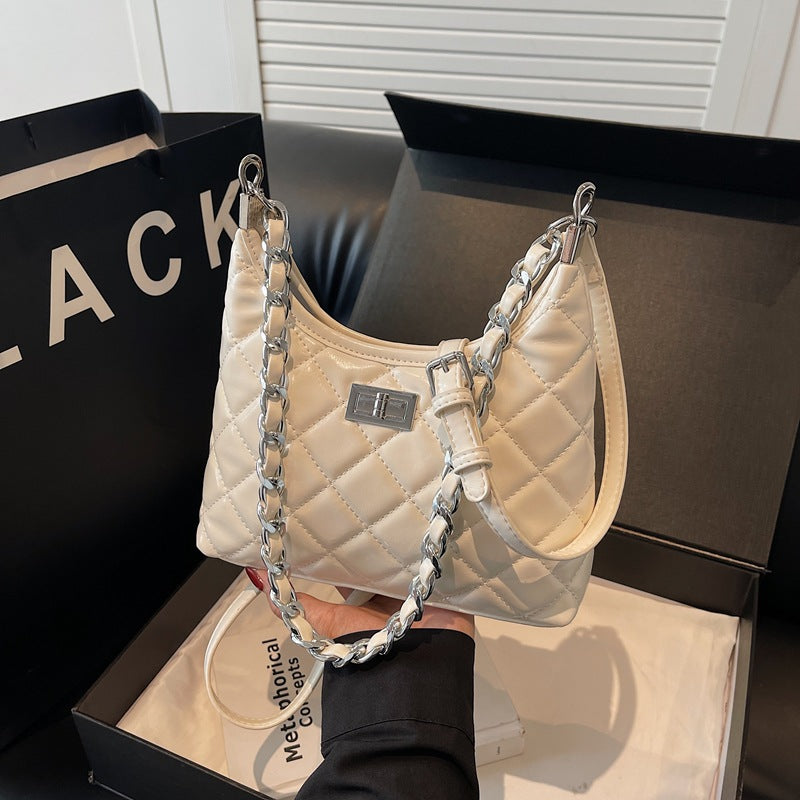 Quilted Faux Leather Chain Handbag Bowlift