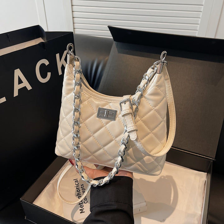 Quilted Faux Leather Chain Handbag Bowlift