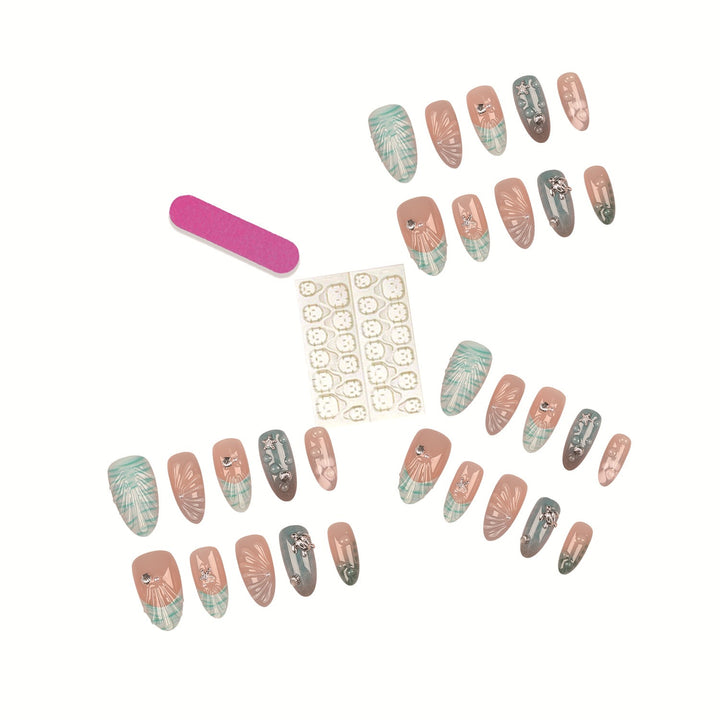 Coastal-Themed Press-On Nail Art Set
