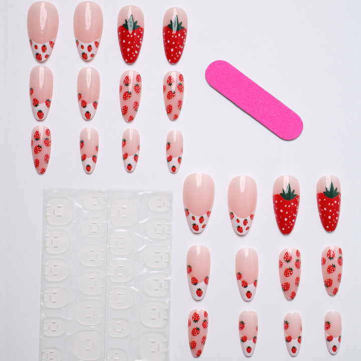 Artificial nails with strawberry design Bowlift