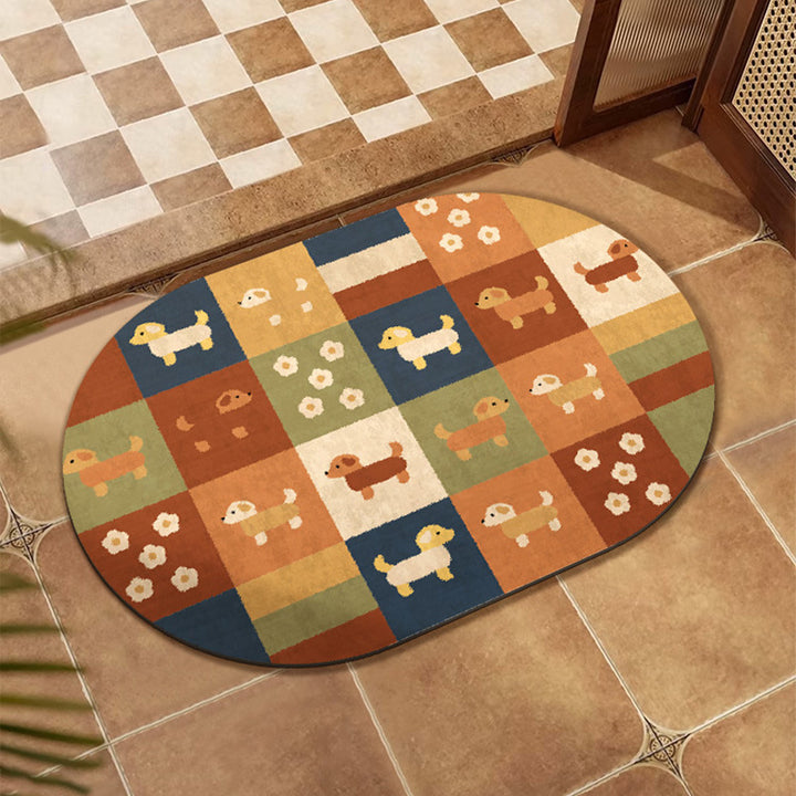 Colorful Patchwork Design Floor Mat Bowlift