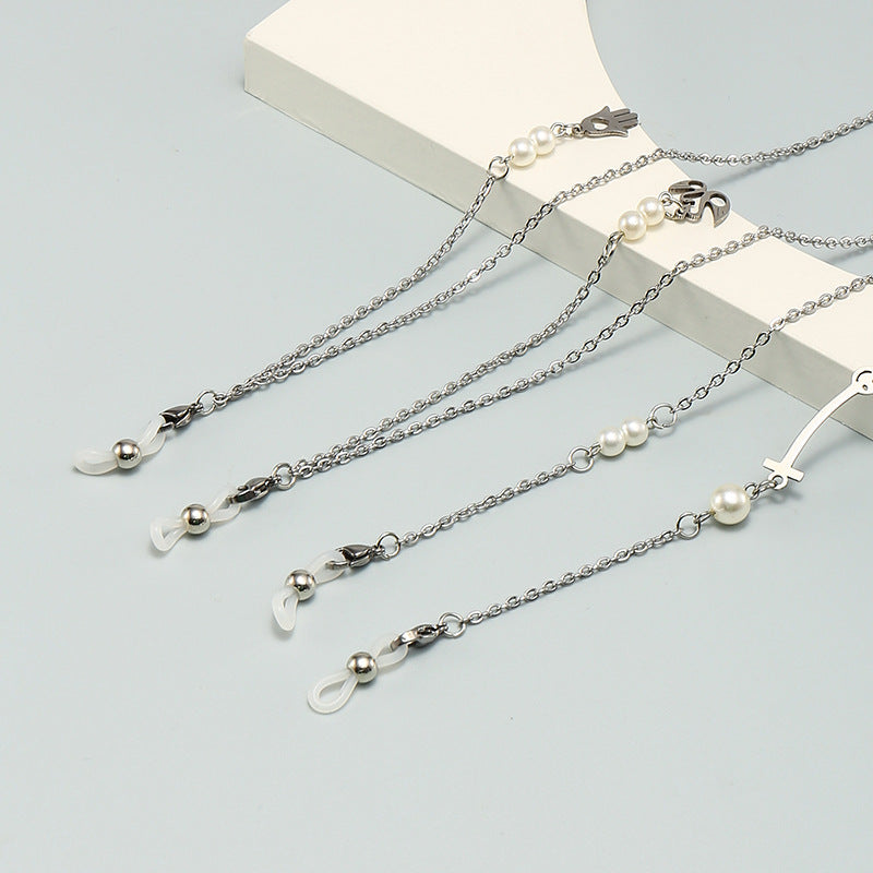 Chic Square Frame Glasses with Decorative Chain Bowlift
