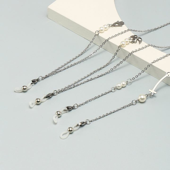 Chic Square Frame Glasses with Decorative Chain Bowlift