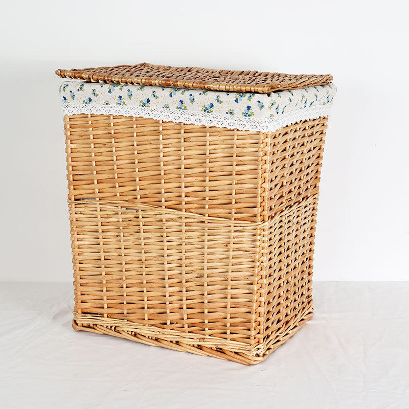 Women's laundry basket with decorative fabric cover and practical lid Bowlift