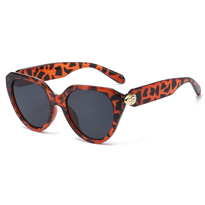 Ladies Cat-Eye Sunglasses with Golden Accents and Protective UV Filter Bowlift