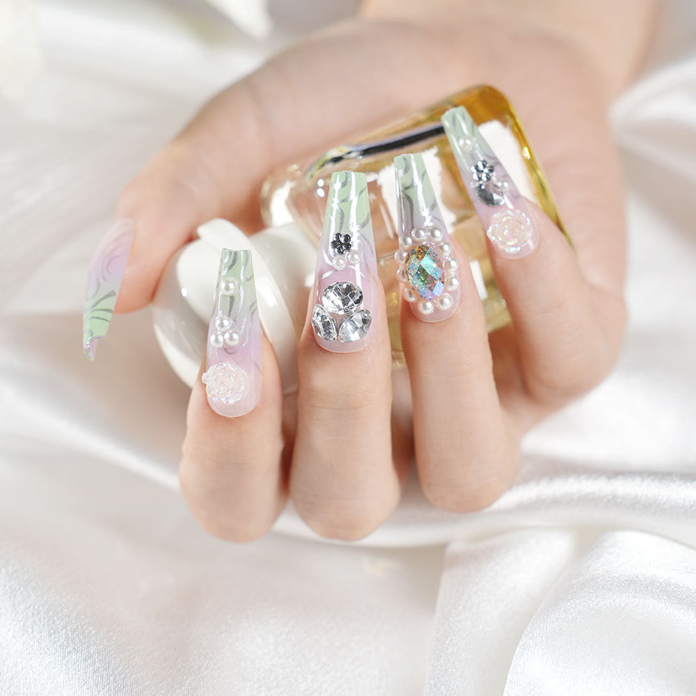 Premium Decorative Press-On Nail Art Set Bowlift