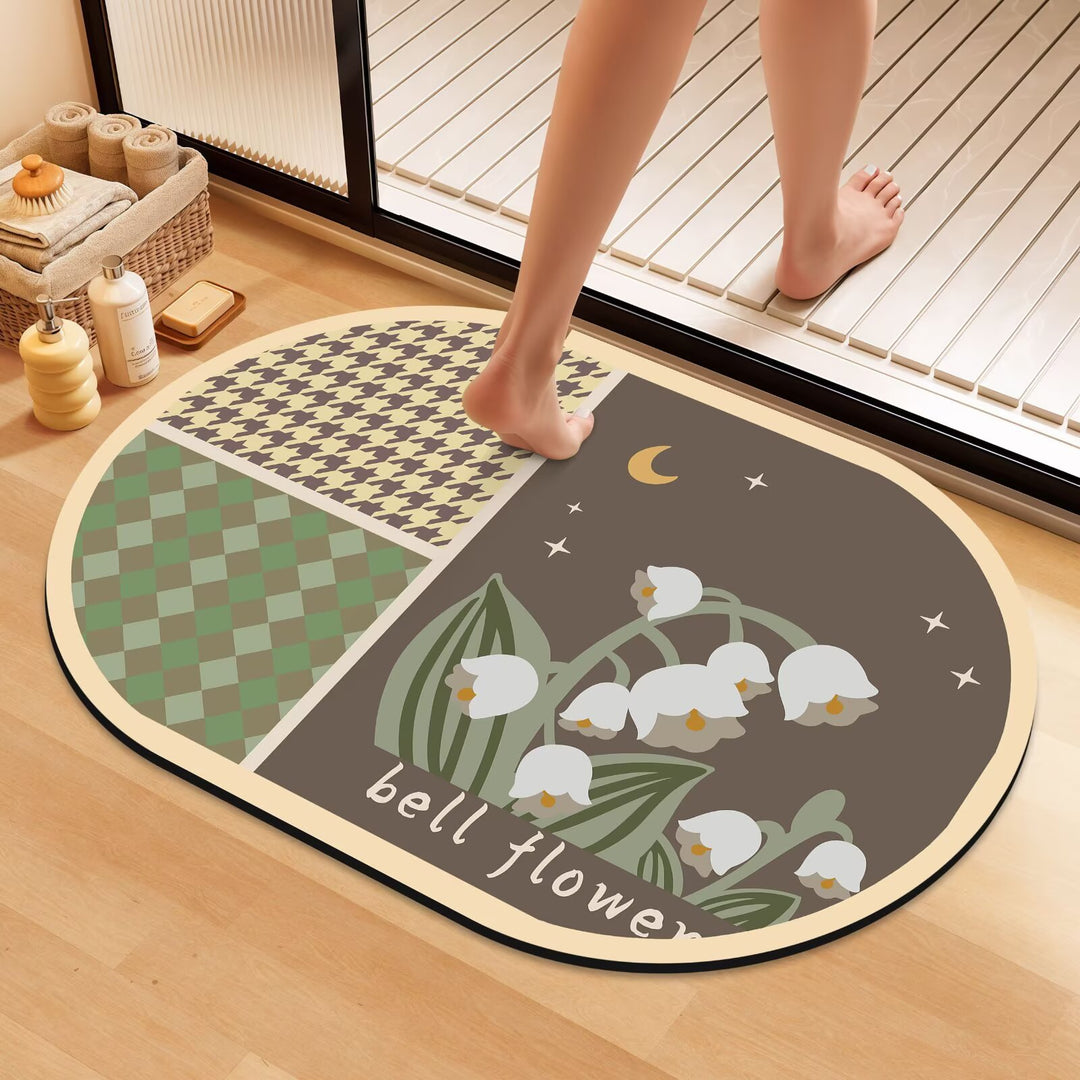 Artistic Floral Bath Mat Bowlift